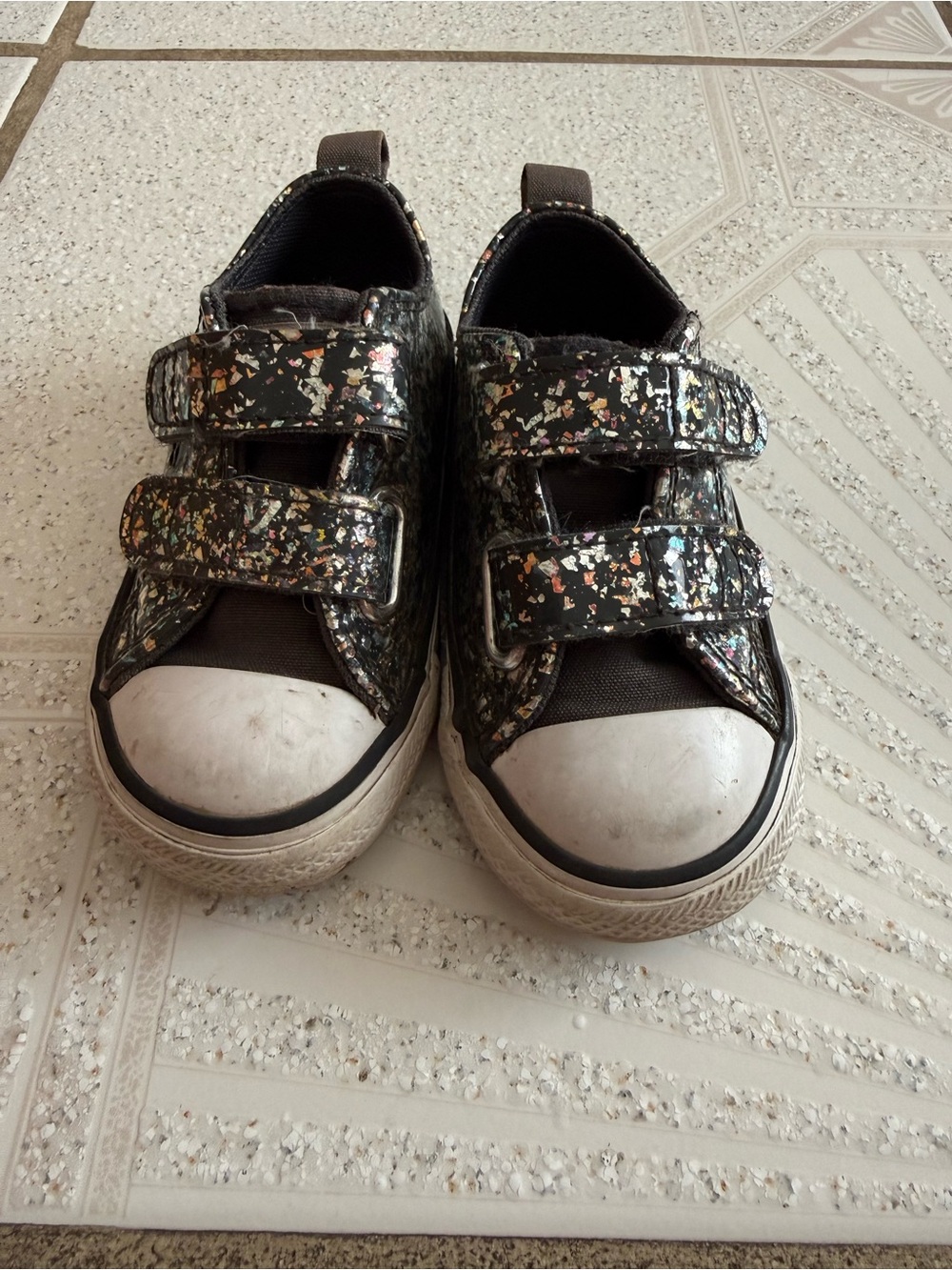 Converse Toddler Glitter Multicolor Fleck Velcro Sneakers